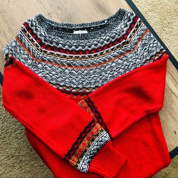 Maurices Red Patterned Oversized Sweater XS - Picture 1 of 5